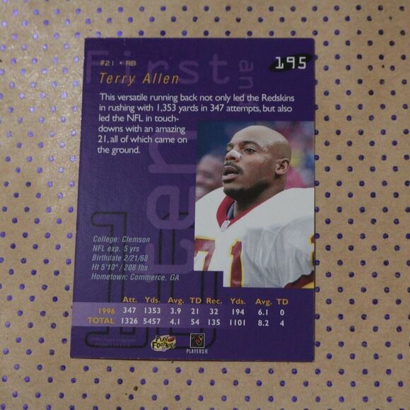 Terry Allen #195 Football Card - Picture 2 of 2